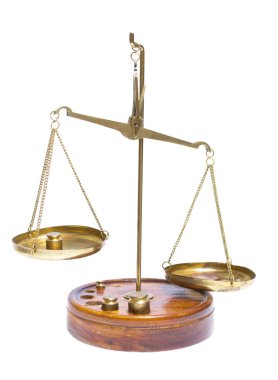 Brass scales of justice. clipart