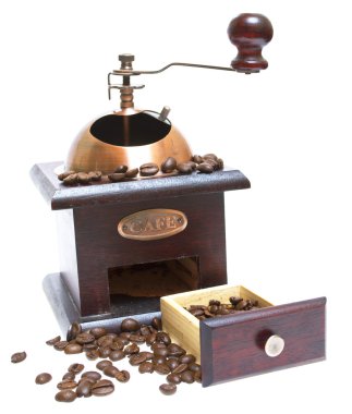 Coffee grinder with coffee beans clipart