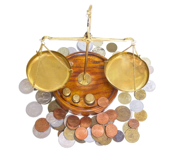 stock image Scales and coins