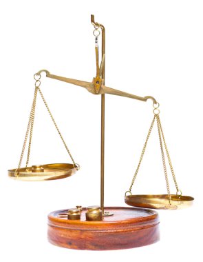 Brass scales of justice. clipart