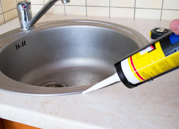 stock image Sink and silicone sealant