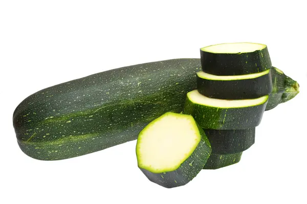 stock image Fresh green zucchini on white background