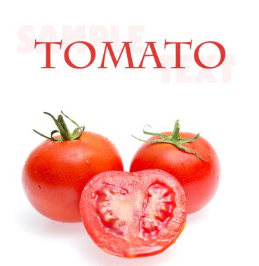 Taze domates beyazla (örnek metin üzerinde izole)