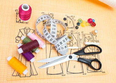 Natürmort düzeni çeşitli dikiş aksesuarları