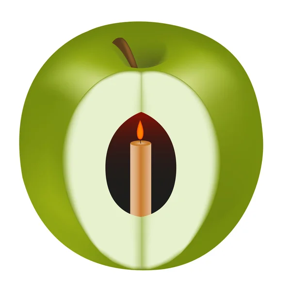 Manzana verde realista con vela — Archivo Imágenes Vectoriales