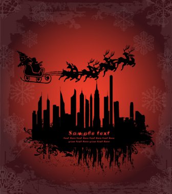 Urban holiday background with santa clipart