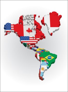 Картина, постер, плакат, фотообои "краткие карты стран северной и южной америки
", артикул 5803900
