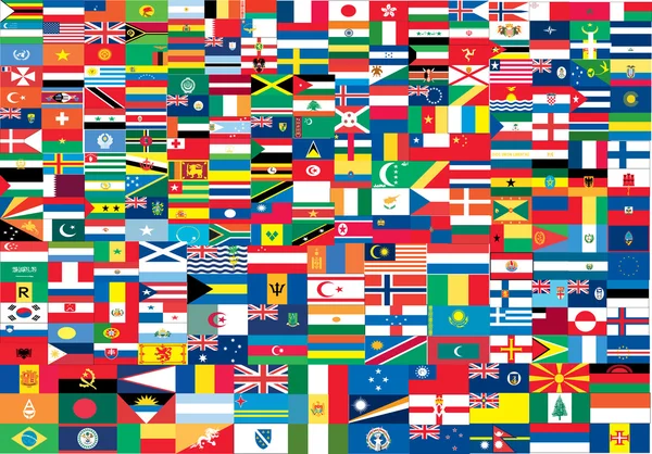 Complete set vlaggen van de wereld — Stockvector
