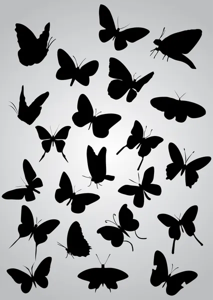 Butterfly silhouettes — Stock Vector