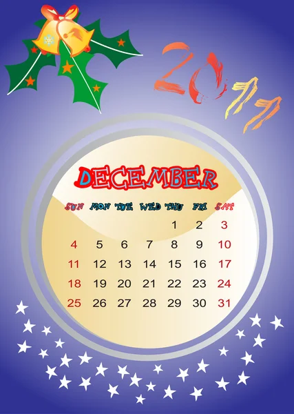 Calendário 2011 Dezembro — Vetor de Stock