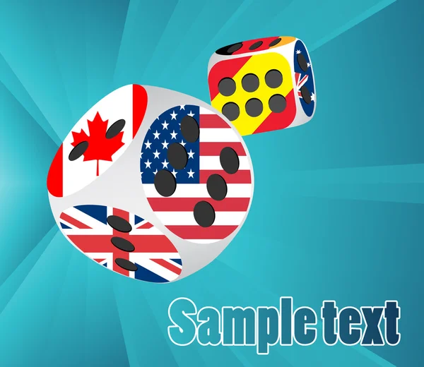 Casino dice met verschillende vlaggen — Stockvector