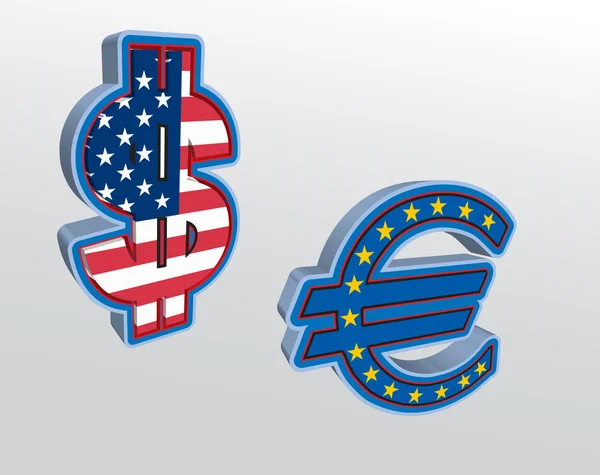 Dollar en euro tekenen — Stockvector