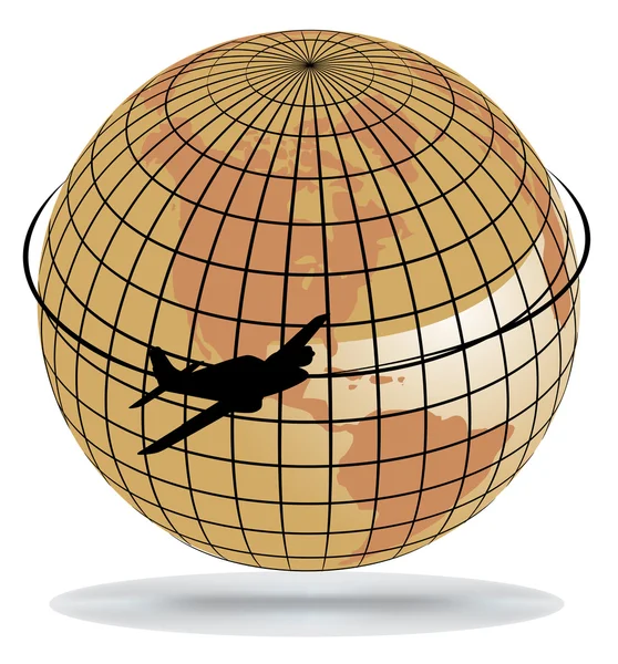 Uçağın rotası dünya çapında — Stok Vektör