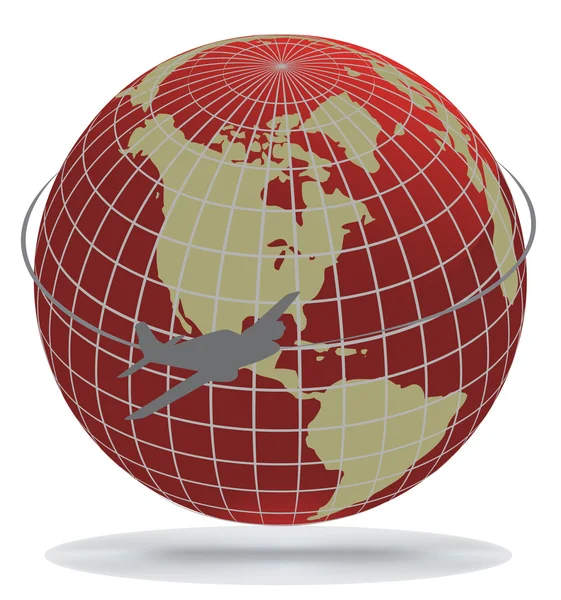 Vliegtuig route over de hele wereld — Stockvector