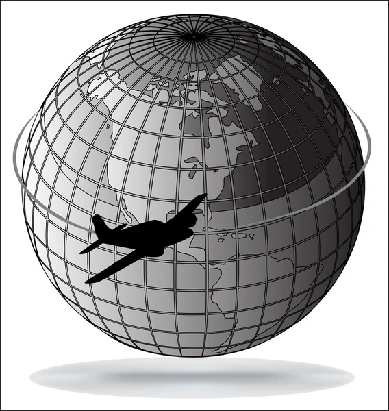 Rota de avião em todo o mundo — Vetor de Stock