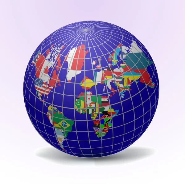 Tous les drapeaux en forme de globe — Image vectorielle