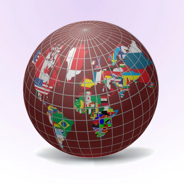 Alle vlaggen in globe vorm — Stockvector