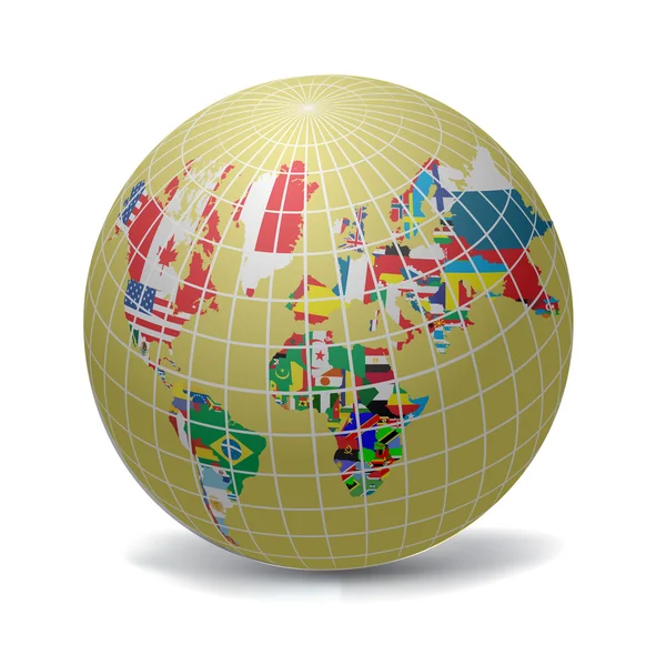 Todas las banderas del mundo en forma de globo — Archivo Imágenes Vectoriales