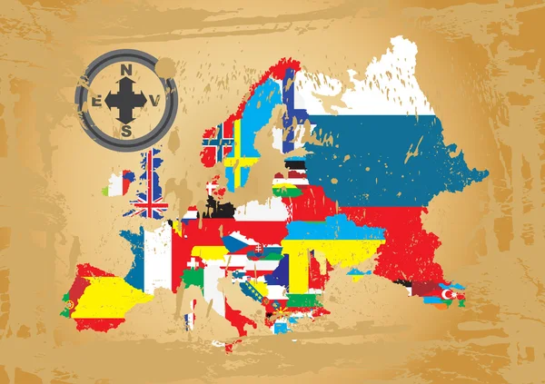 Übersichtskarten der Länder des europäischen Kontinents — Stockvektor
