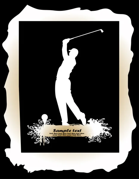 Golf player in black background — Stock Vector