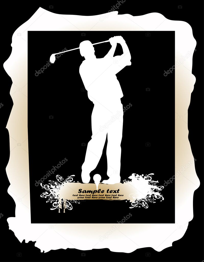 Golf player in black background