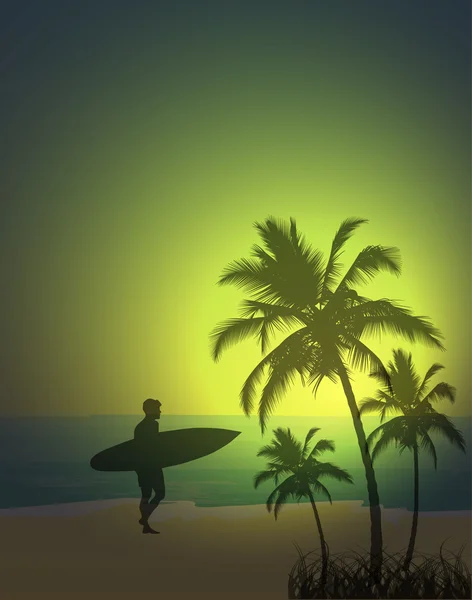 Surfare i tropiska bakgrunden — Stockfoto