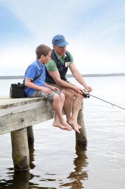 Fishing in lake clipart