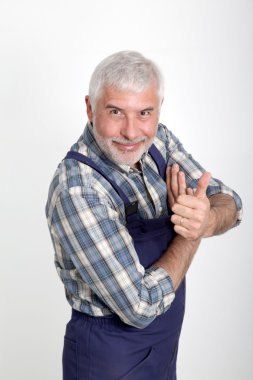 Portrait of artisan with thumb up clipart