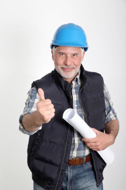 Construction site manager with security helmet clipart