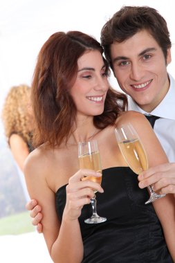 Couple celebrating new year's eve clipart