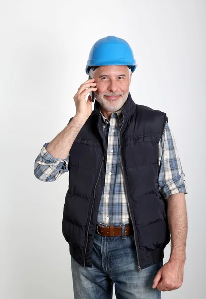 Foreman hablando por teléfono. — Foto de Stock
