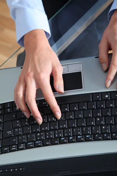 Closeup on laptop computer keyboard — Stock Photo, Image