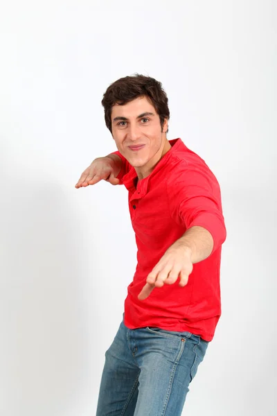 Man in red shirt — Stock Photo, Image