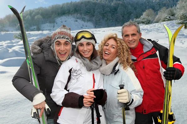 Group of happy friends in winter vacation — Stock Photo, Image