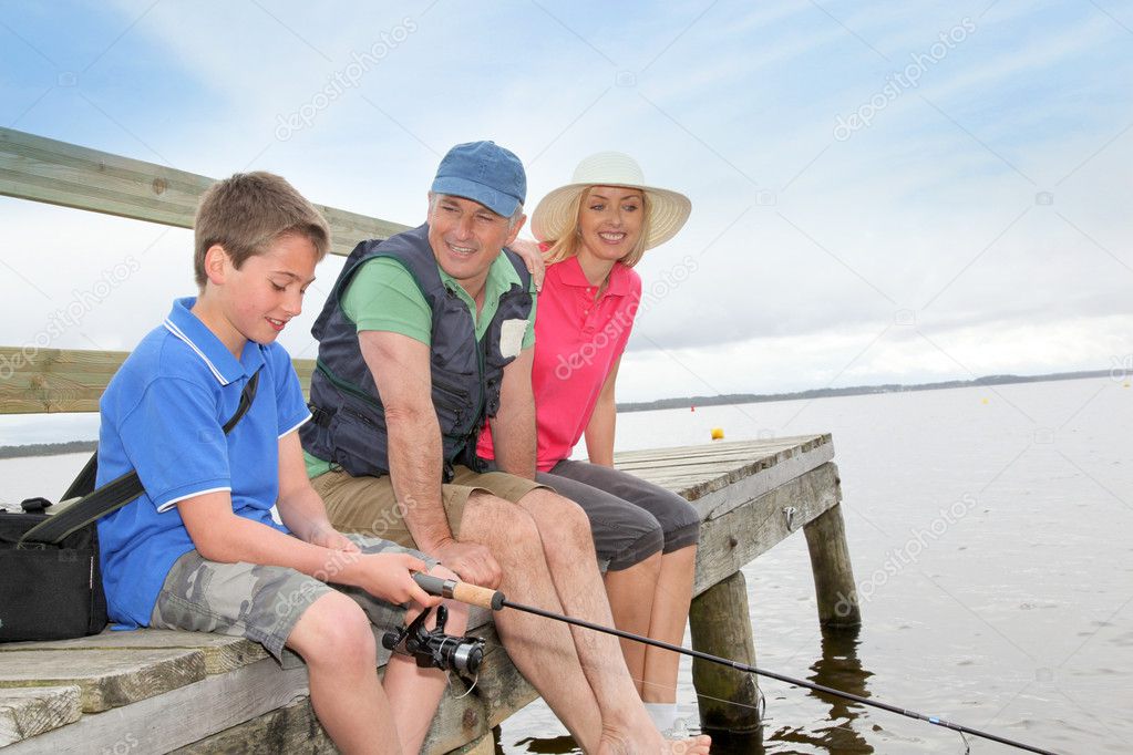 Fishing in lake