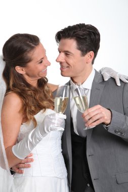 Portrait of happy married couple clipart