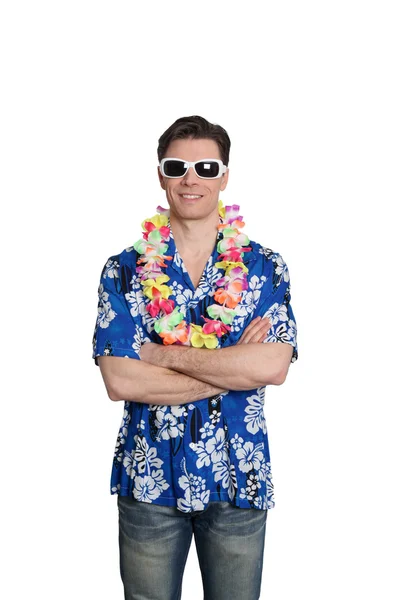 Man die met hawaiian shirt — Stockfoto
