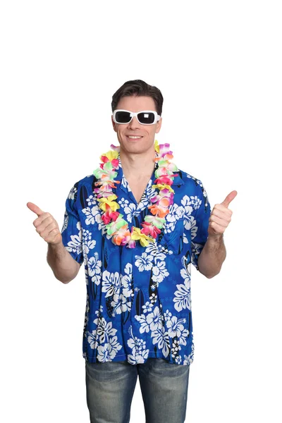 Άτομο που στέκεται με Χαβάης πουκάμισο — Φωτογραφία Αρχείου
