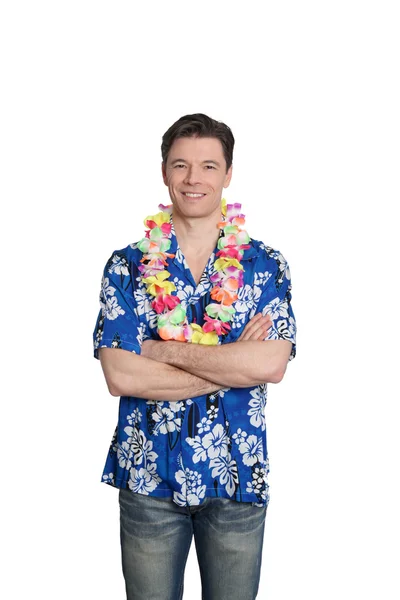 Muž stál s havajské košile — Stock fotografie
