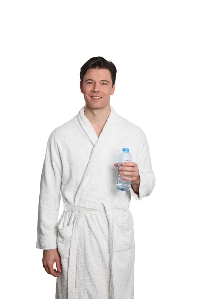 stock image Adult man in bathrobe