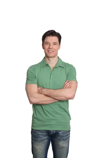 Uomo adulto con camicia verde — Foto Stock