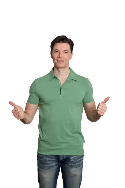 Dorosły człowiek z zielonej koszuli — Zdjęcie stockowe