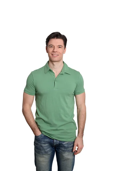 Erwachsener Mann mit grünem Hemd — Stockfoto