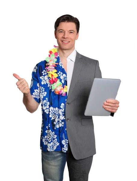 Zakelijke technologie en tropische vakantie — Stockfoto