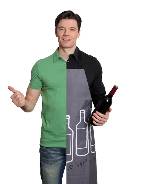 Vin servitör och restaurang kund — Stockfoto