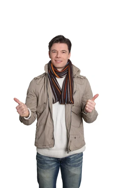 Dospělý muž s zimní oblečení — Stock fotografie