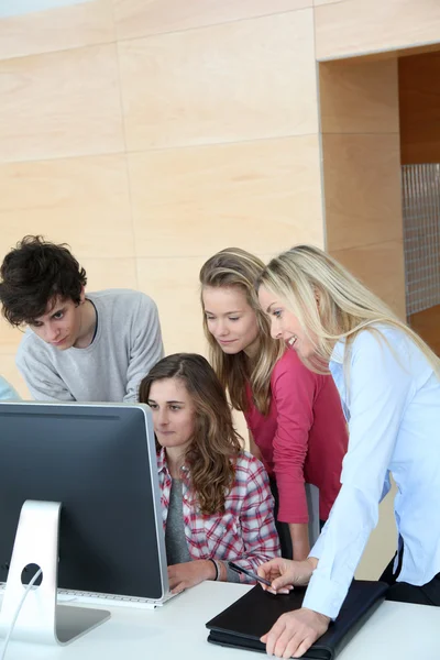 Group of students attending training course at school — Stock Photo, Image