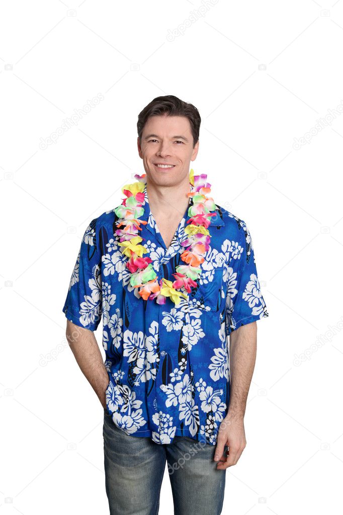 Man standing with hawaiian shirt