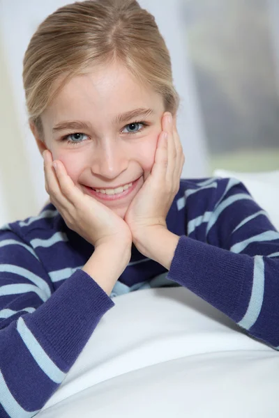 Portrait of 10-year-old blond girl — Stock Photo, Image