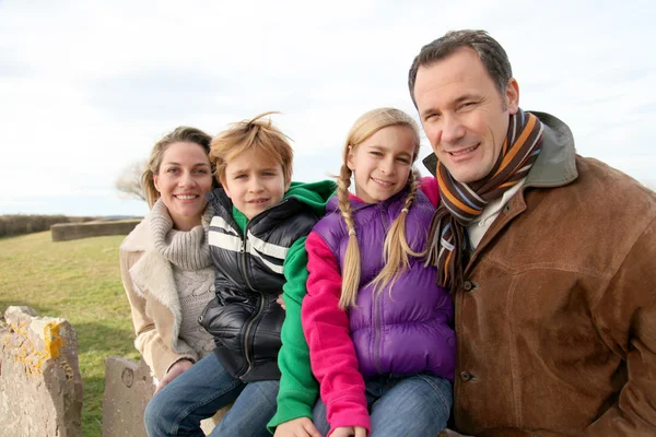 Family on a walk day in the countryside — Stock Photo, Image